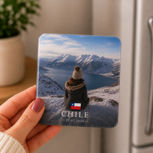 Gift Personalizado — Foto + Bandeira + Data da Viagem